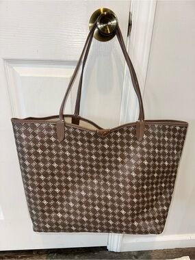Brown Patterned Tote Bag - Unbranded